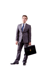 Funny businessman isolated on the white background