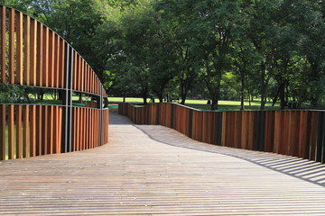 Wooden walkway in the park