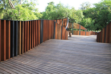Wooden walkway in the park