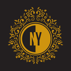 Fototapeta premium INITIAL CIRCLE HALF vintage elegant luxury