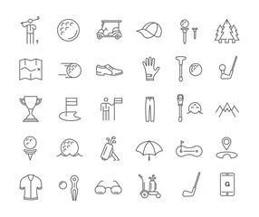 Set Vector Flat Line Icons Golf