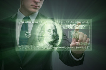 Businessman and dollar in business concept