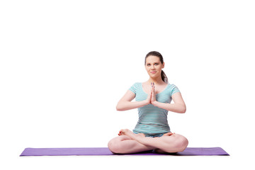 Young woman in sports concept isolated on the white