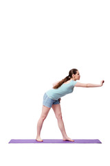 Young woman in sports concept isolated on the white