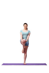 Obraz premium Young woman in sports concept isolated on the white
