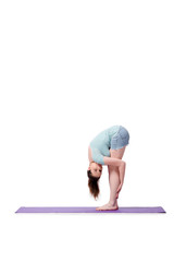 Young woman in sports concept isolated on the white