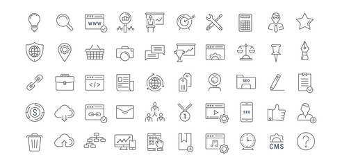 Set Vector Flat Line Icons SEO
