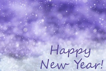 Purple Christmas Background, Snow, Snowflakes, Text Happy New Year