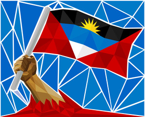 Arm Raising The National Flag Of Antigua and Barbuda