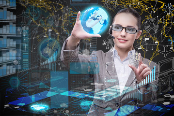 Businesswoman in data mining concept