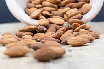 Spilled almonds from the bowl