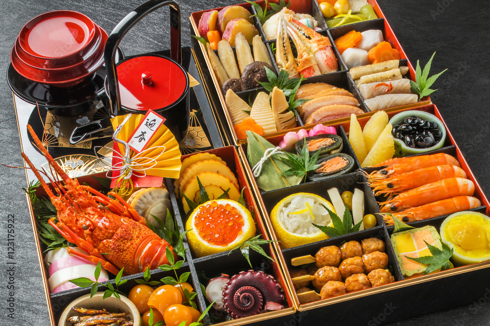 Wall mural 典型的なおせち料理 General Japanese New Year dishes(osechi)