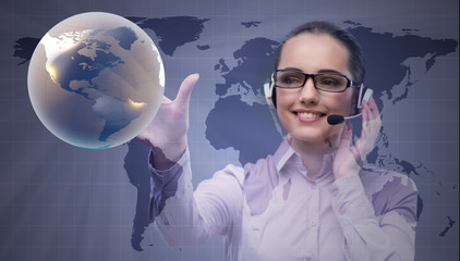 Call center operator in global business concept
