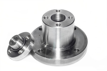 Metal flange on white background.