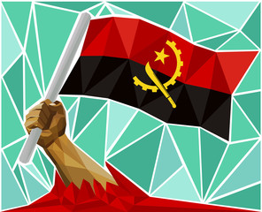 Arm Raising The National Flag Of Angola