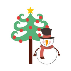 christmas character with tree icon vector illustration design
