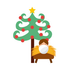 Naklejka premium christmas character with tree icon vector illustration design