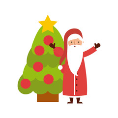 christmas character with tree icon vector illustration design