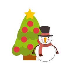 christmas character with tree icon vector illustration design