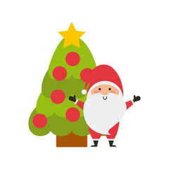 christmas character with tree icon vector illustration design