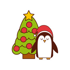 christmas character with tree icon vector illustration design