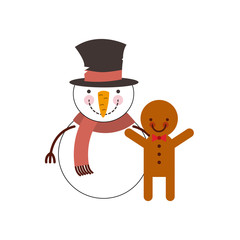 merry christmas snowman character icon vector illustration design