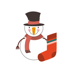 merry christmas snowman character icon vector illustration design