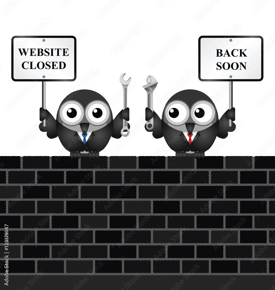Canvas Prints comical website maintenance closed back soon message