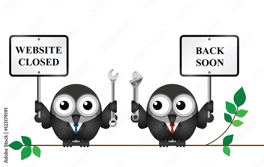 Canvas Prints comical website maintenance closed back soon message