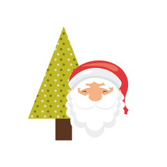 christmas character with tree icon vector illustration design