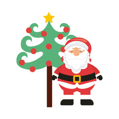 christmas character with tree icon vector illustration design