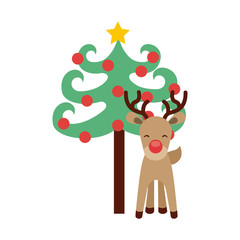 christmas character with tree icon vector illustration design