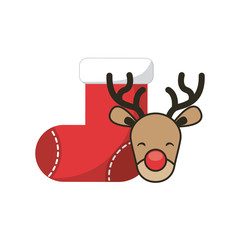 sock christmas with character icon vector illustration design