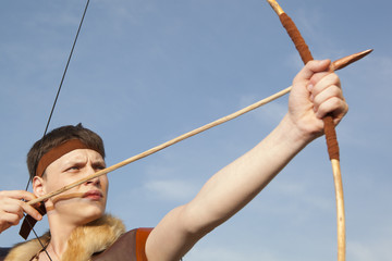 Robin Hood. Archer with arrow and long bow