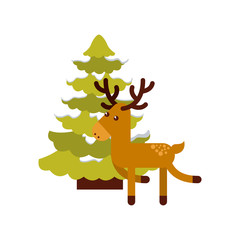 christmas character with tree icon vector illustration design