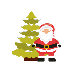 christmas character with tree icon vector illustration design