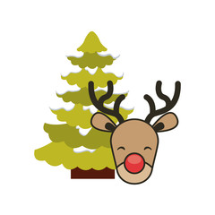 christmas character with tree icon vector illustration design