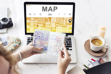 Map GPS Navigation Direction Destination Route Concept