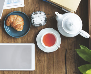 Tea Break Digital Device Connection Technology Concept