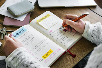 Naklejka premium Senior Adult Planning Agenda Calendar Concept