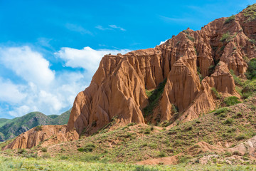 Mountain landscape in the canyon Fairy Tale, Kyrgyzstan.