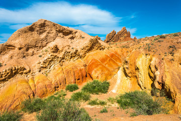 Mountain landscape in the canyon Fairy Tale, Kyrgyzstan.