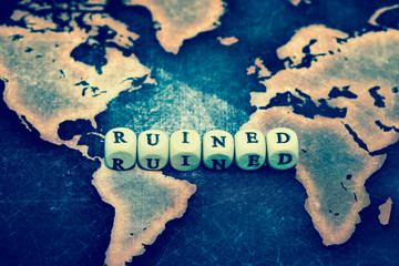 RUINED on grunge world map