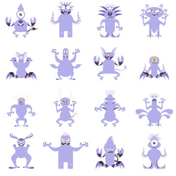 Set of flat moster icons6