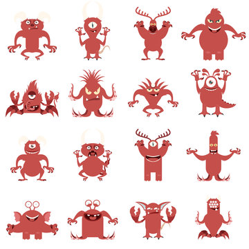 Set of flat moster icons8