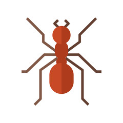 Forest red ant vector flat design icon. Garden insect vector illustration.