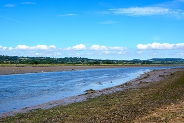 View across the River Axe towards the surrounding countryside, Axmouth.