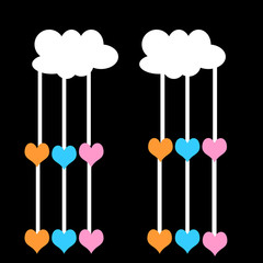 Clouds raining hearts abstract