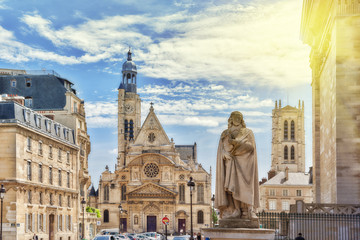 Fototapeta na wymiar Saint-Etienne-du-Mont is a church in Paris, France, located on t