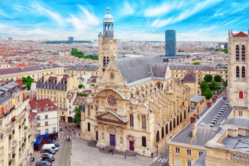 Fototapeta na wymiar Beautiful panoramic view of Paris from the roof of the Pantheon.
